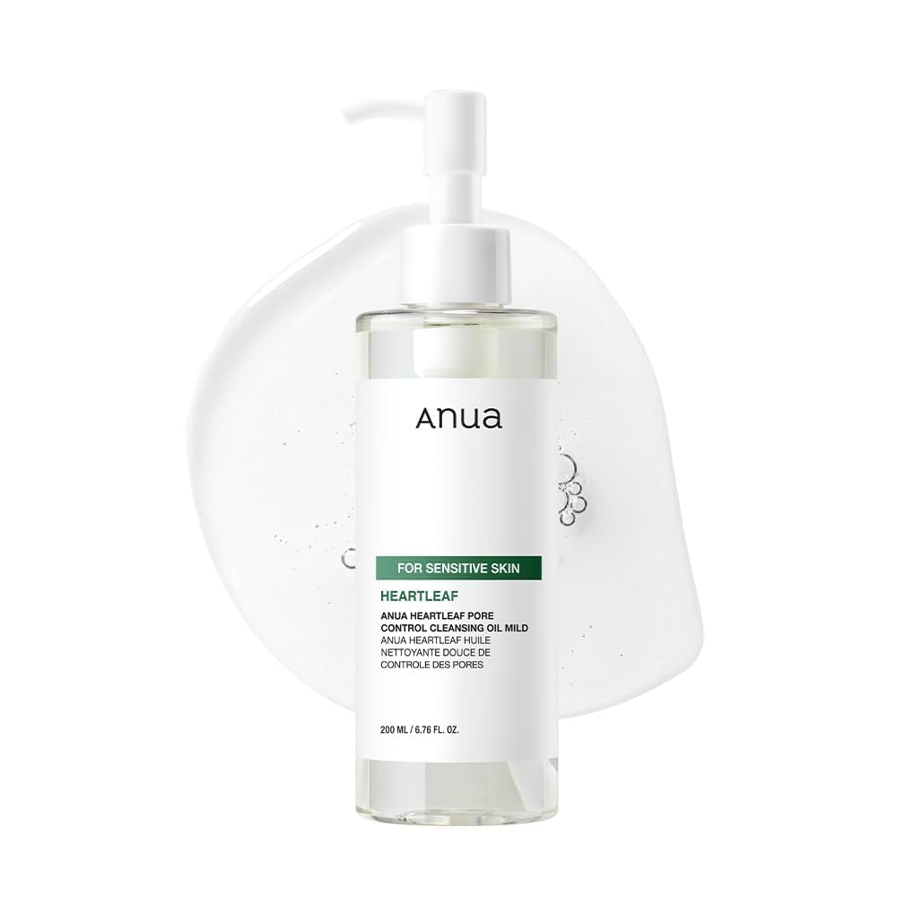 Anua Heartleaf Pore Cleansing Oil MILD, Sensitive Skin Face Wash, Oil Cleanser for Face, Makeup Blackhead Remover, Korean Skin Care, Non-Comedogenic, Fragrance Free 6.76 fl oz(200ml)