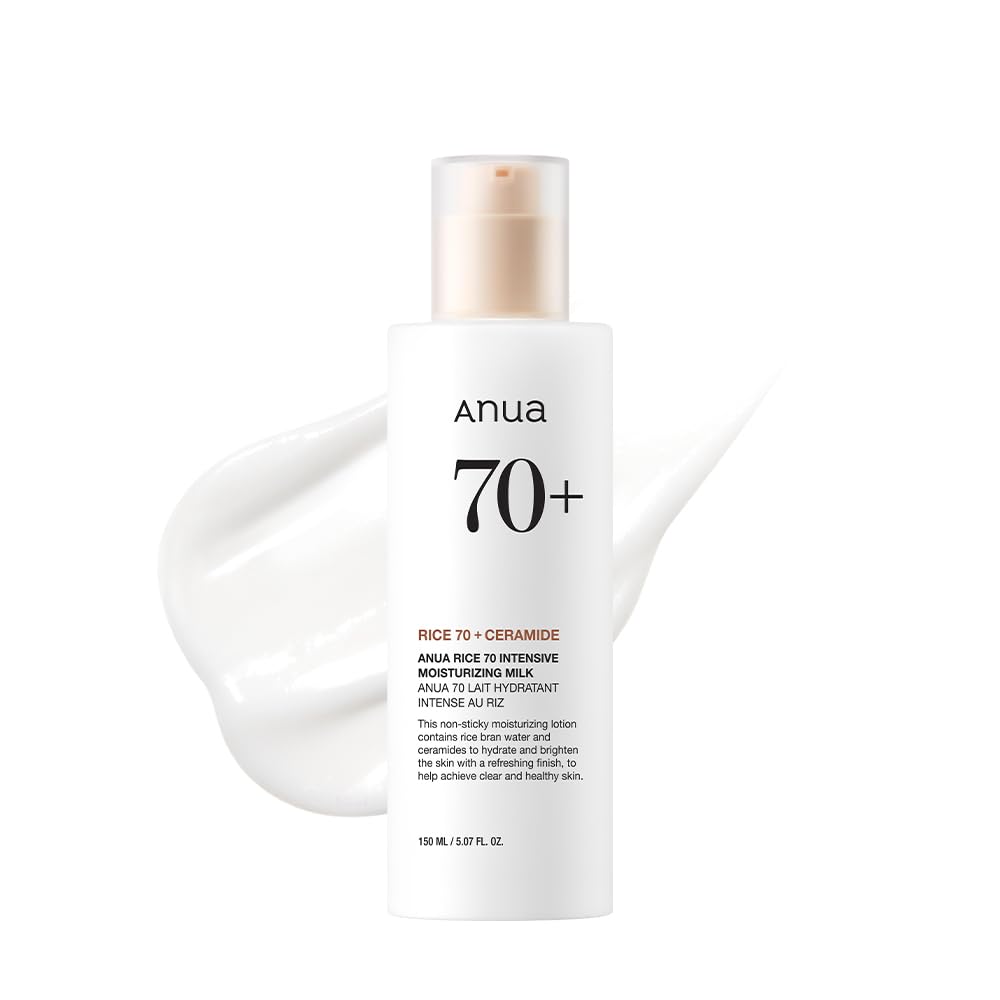 Anua Rice 70 Intensive Moisturizing Milk, Lotion for Deep Hydration and Nourishing, Glowy Glass Skin, Rice Water, Niacinamide, Ceramides, Lightweight, Korean Skincare, 150ml/ 5.07 fl.oz.