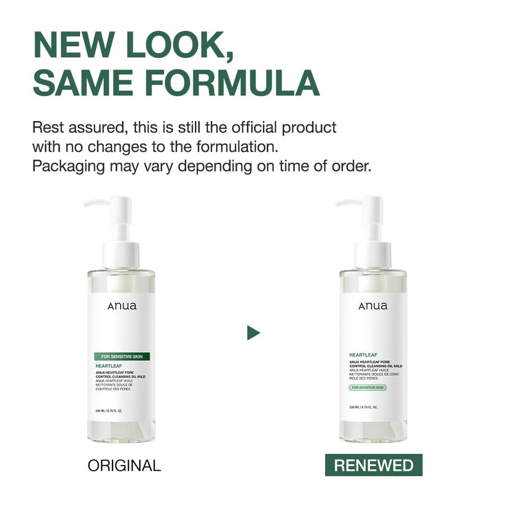 Anua Heartleaf Pore Cleansing Oil MILD, Sensitive Skin Face Wash, Oil Cleanser for Face, Makeup Blackhead Remover, Korean Skin Care, Non-Comedogenic, Fragrance Free 6.76 fl oz(200ml)