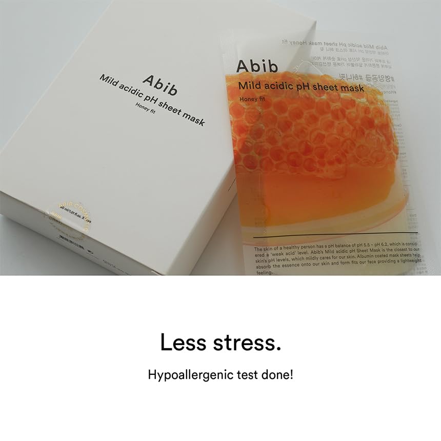 Abib Mild acidic pH sheet mask Honey Fit 10 Sheets I Vitalizing Facial Mask, Propolis Glow