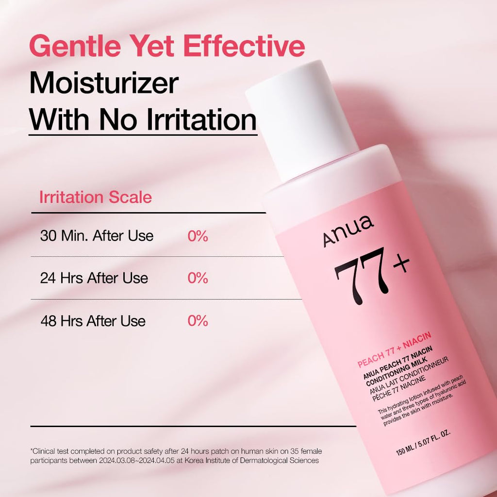 Anua Peach Niacin Conditioning Lotion, Face Moisturizer with Vitamin B12, Ceramide, Panthenol, Hyaluronic Acid, Lightweight, Korean Skin Care for Glass Skin (150ml, 5.07 fl.oz.)
