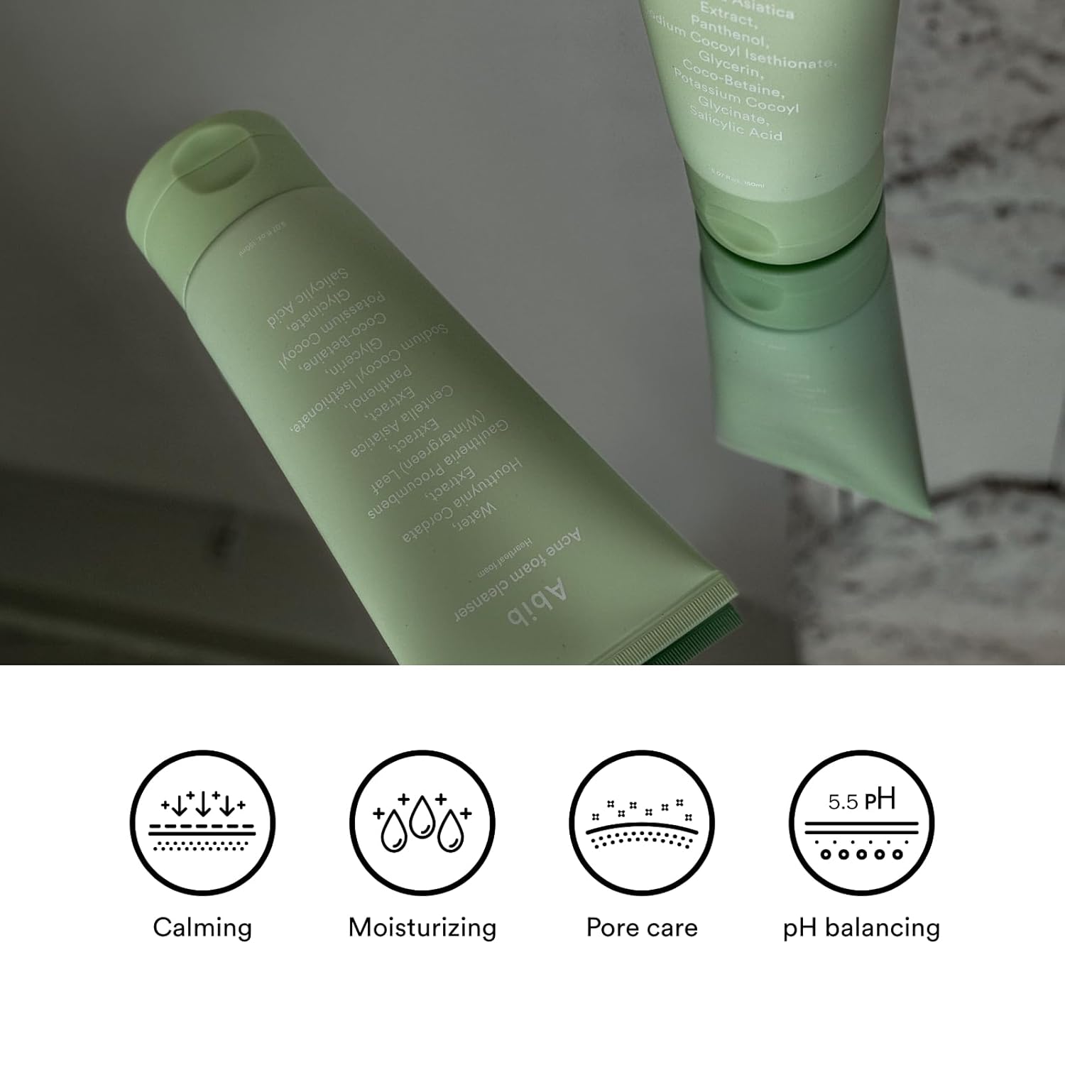Abib Acne Foam Cleanser Heartleaf Foam 5.07 fl oz / 150 ml | Korean Mild Acidic Daily Face Wash for Acne-Prone Skin, Hydrating & Soothing with Panthenol B5, Deep Cleansing for Sensitive Skin, K-Beauty
