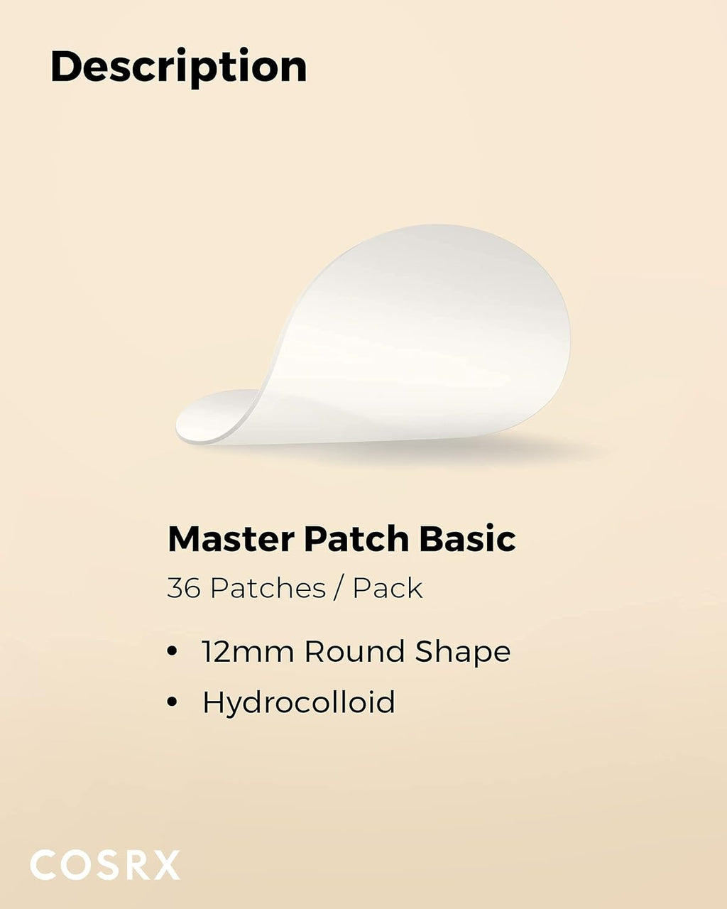 COSRX Master Patch Basic, Overnight Acne Patch Hydrocolloid, Blemish Spot Sticker for Face, Strong adhesion & Thicker Spot Cover, 1 Sizes (36 Count)