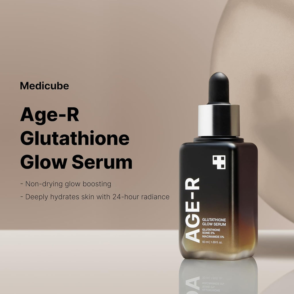 medicube AGE-R Glutathione Glow Serum - Antioxidant & Elasticity Care Serum for 24Hr Pure Radiance, Korean Glass Glow Skin, Daily Use for Youthful Skin, Korean Skincare