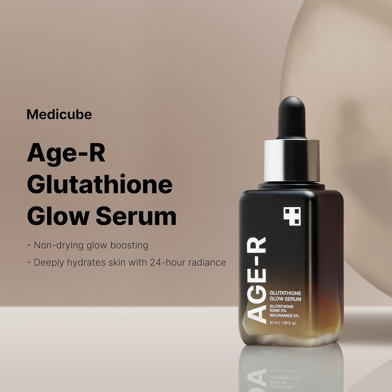 medicube AGE-R Glutathione Glow Serum - Antioxidant & Elasticity Care Serum for 24Hr Pure Radiance, Korean Glass Glow Skin, Daily Use for Youthful Skin, Korean Skincare