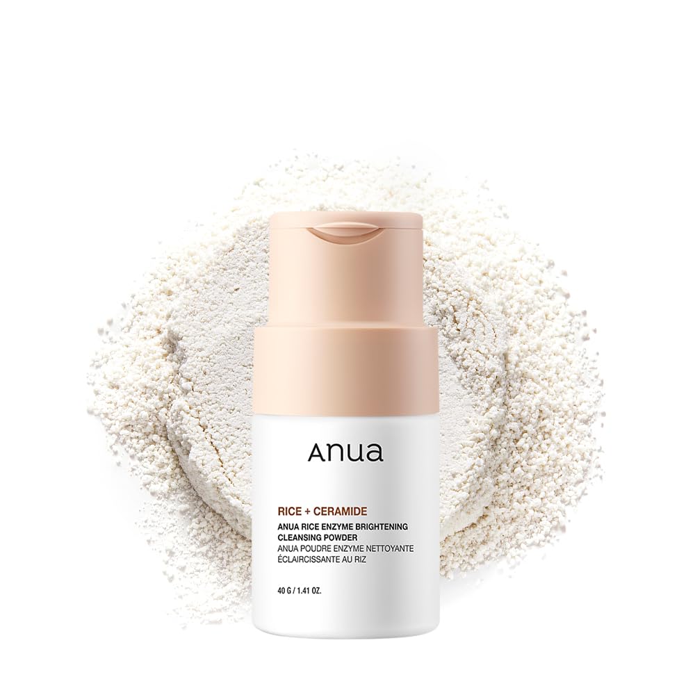 Anua Rice ENZYME BRIGHTENING CLEANSING POWDER, Rice Mask, Ceramide, Gentle Face Wash for Brightening, Radiant Skin, Facial Cleanser for Dry Skin, Korean Skincare, Fragrance Free, 40g/1.41fl.oz.
