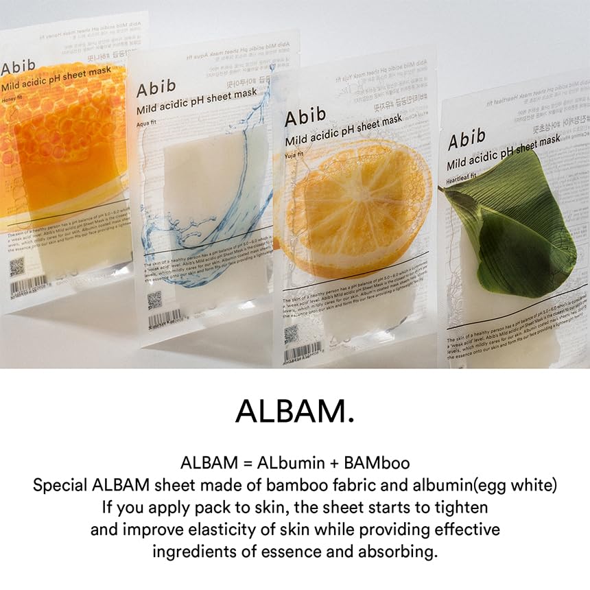 Abib Mild acidic pH sheet mask Honey Fit 10 Sheets I Vitalizing Facial Mask, Propolis Glow
