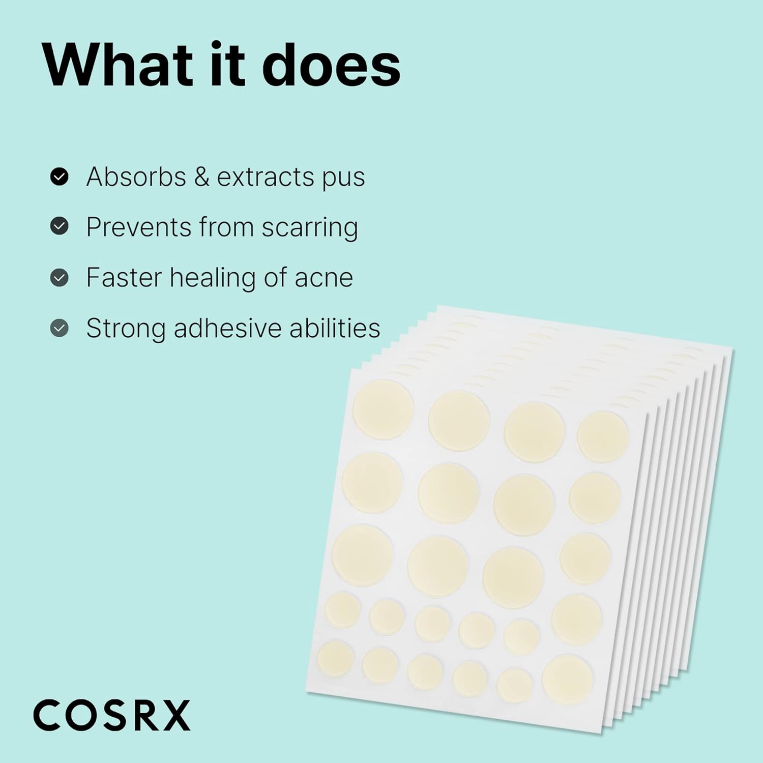 COSRX Acne Pimple Patch Absorbing Hydrocolloid Original 3 Size Patches for Blemishes and Zits Cover, Spot Stickers for Face and Body, Not Tested on Animals (240)