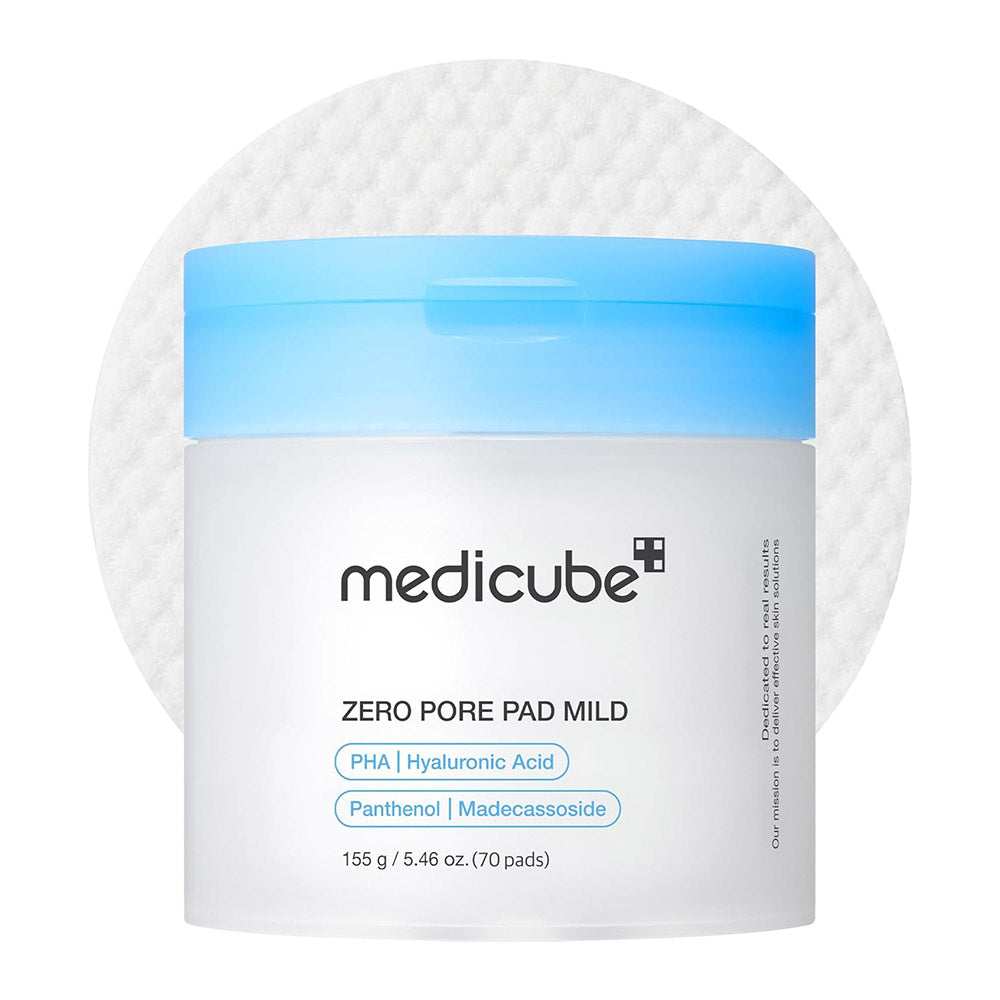 medicube Zero Pore Pads Mild 2.0 (70 units) - Gentle Calming Toner Pads for Exfoliation, Minimizing Pores, and Blackhead Removal with PHA - Ideal for All Skin Types - Korean Skin Care