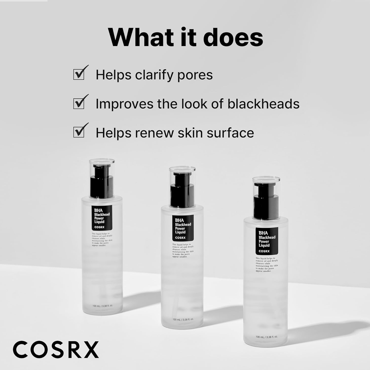 COSRX Niacinamide 2% + BHA 4% Blackhead Exfoliant Toner 3.38 fl.oz / 100ml, Korean Toner, Blackhead Remover, Pore Minimizer for Enlarged Pores, For All Skin Types, Korean Skin Care
