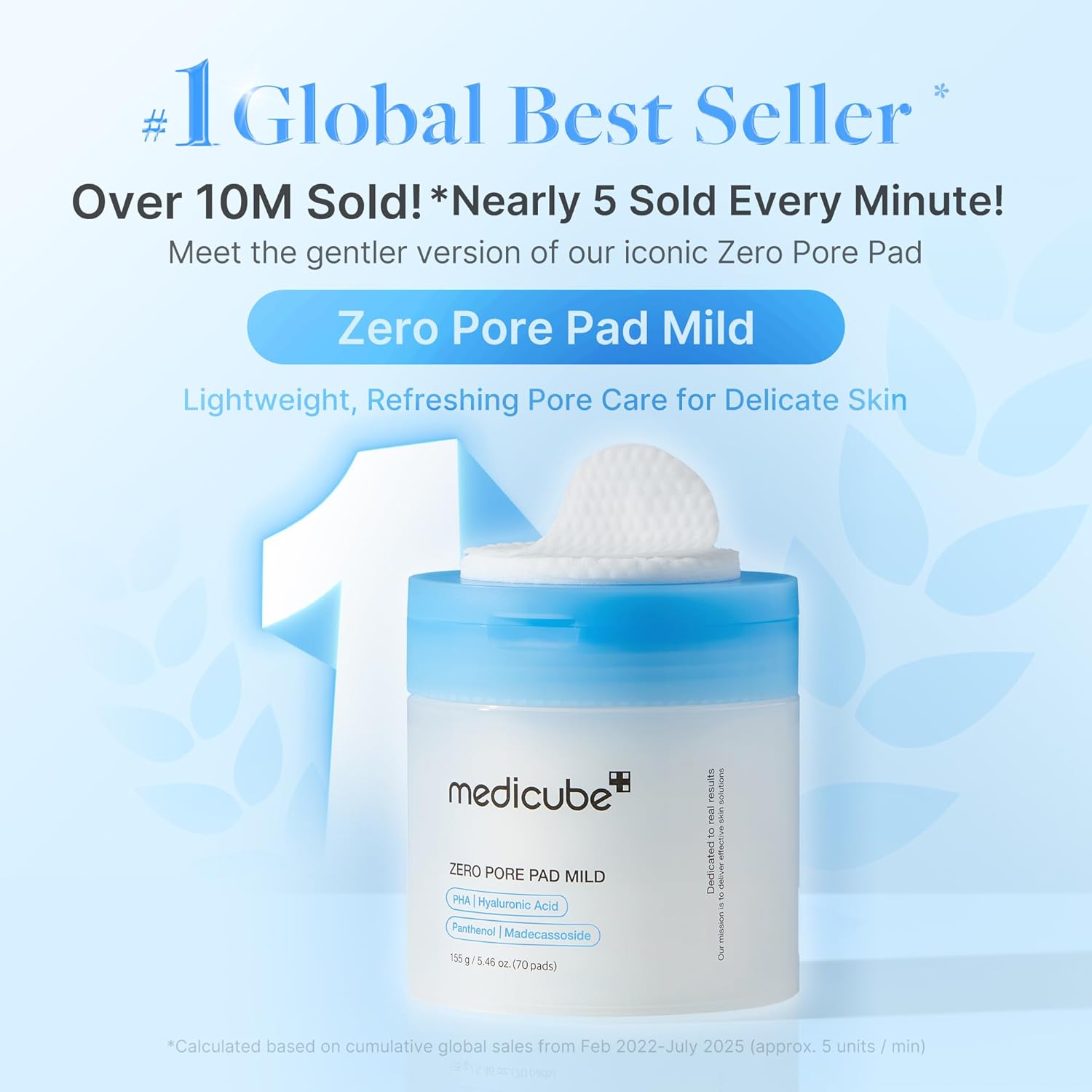 medicube Zero Pore Pads Mild 2.0 (70 units) - Gentle Calming Toner Pads for Exfoliation, Minimizing Pores, and Blackhead Removal with PHA - Ideal for All Skin Types - Korean Skin Care
