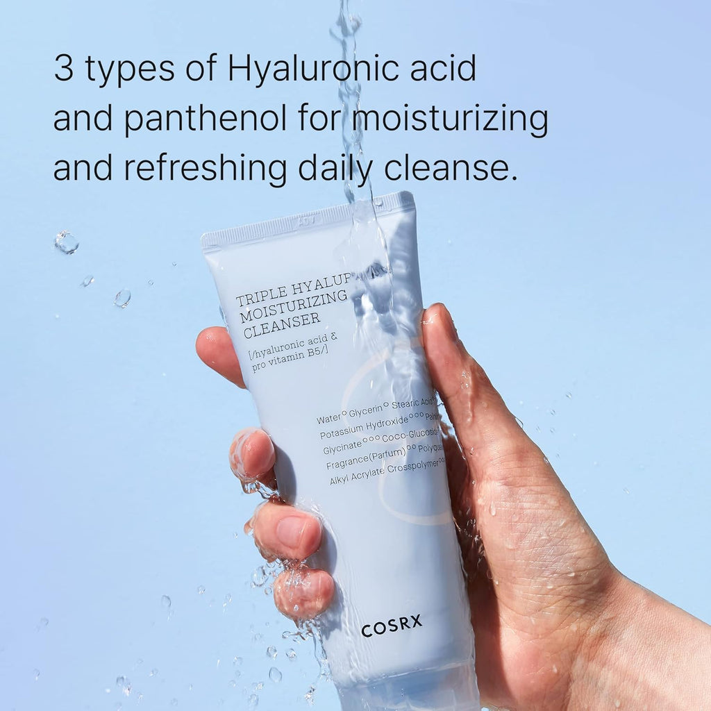 COSRX Hydrium Triple Hyaluronic Moisturizing Cleanser 5.07 fl.oz / 150ml | Daily Cleanser for Dry Skin with Hyaluronic Acid & Vitamin B | Animal Testing Free, Paraben Free, Korean Skin Care