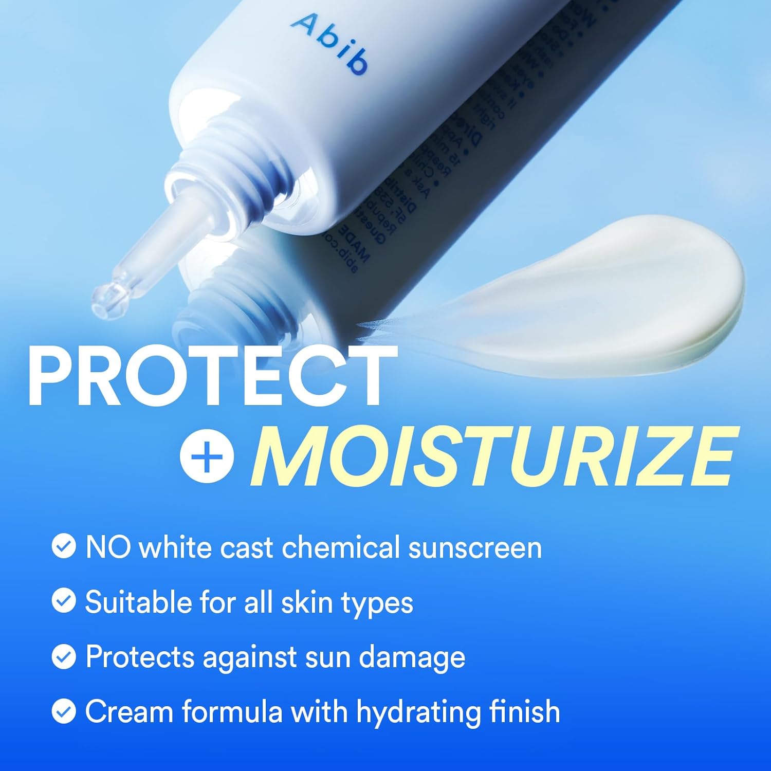 Abib Watery Hyaluron Sunscreen Moisture Tube Broad Spectrum SPF 30 1.69 fl oz / 50ml | Korean Suncreen Suncare Sunblock No White cast Reef Safe Hyaluronic Acid Niacinamide Vitamin C Collagen