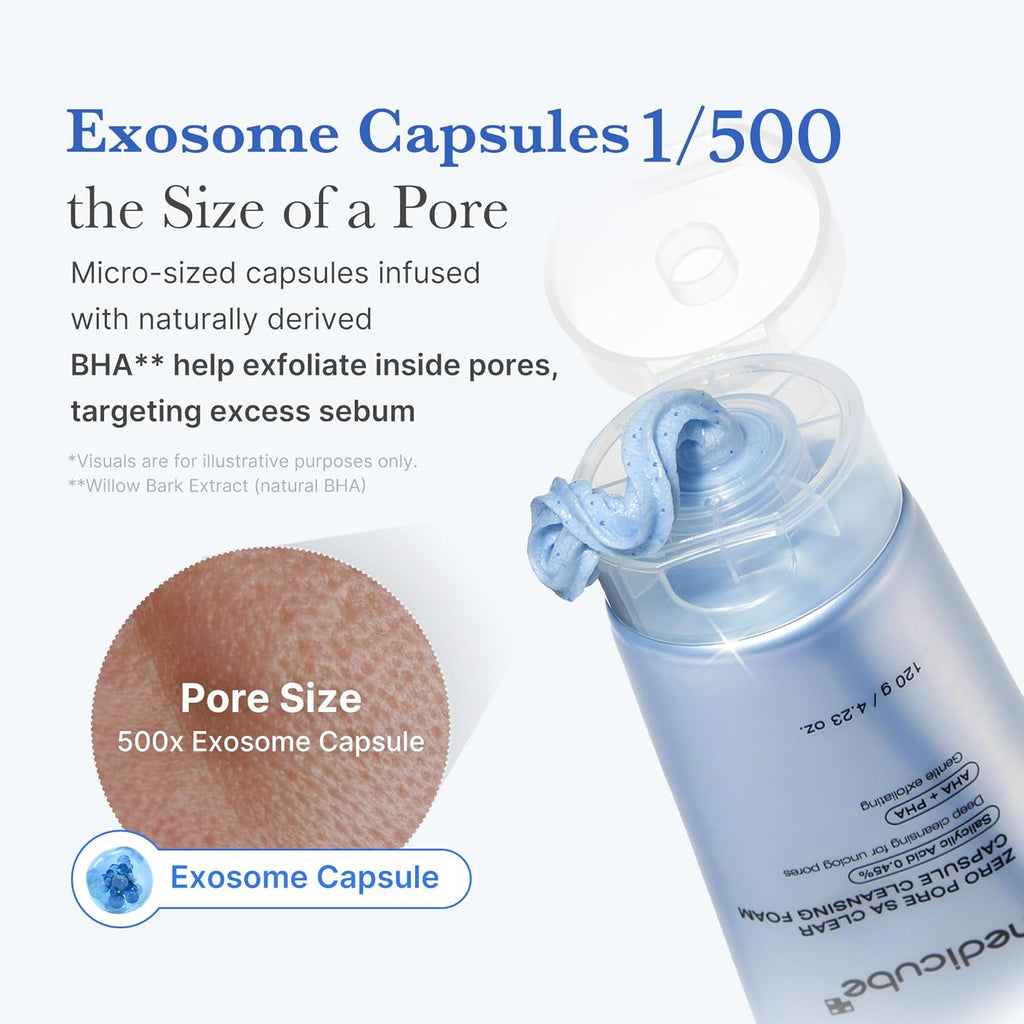 medicube Zero Pore Clear Blue Capsule Facial Deep Cleanser for Skin Texture, Blackhead & Pore Care  AHA, BHA & PHA for Double Cleansing, Daily Gentle Face Wash, Korean Skincare  120g  4.23 oz