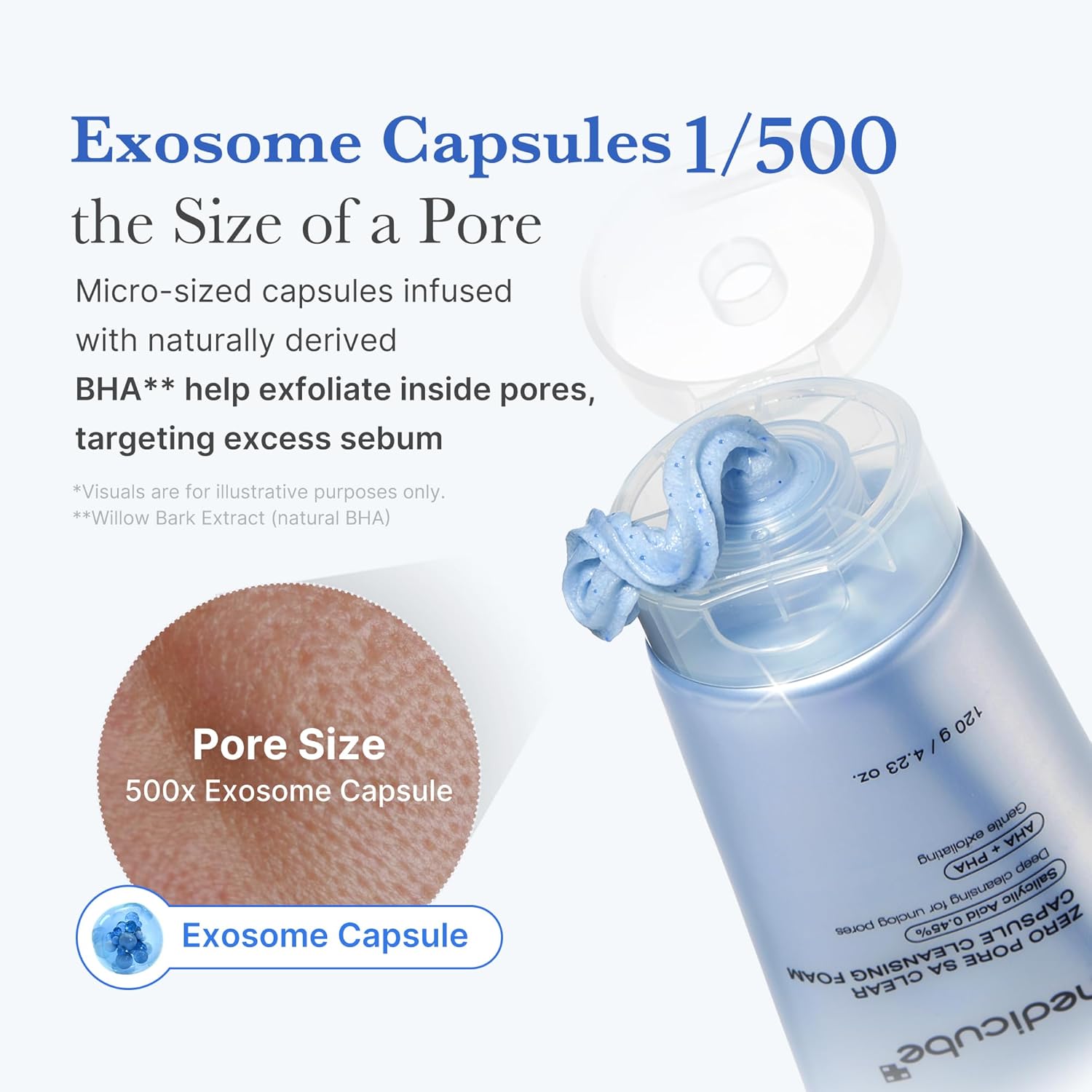 medicube Zero Pore Clear Blue Capsule Facial Deep Cleanser for Skin Texture, Blackhead & Pore Care  AHA, BHA & PHA for Double Cleansing, Daily Gentle Face Wash, Korean Skincare  120g  4.23 oz