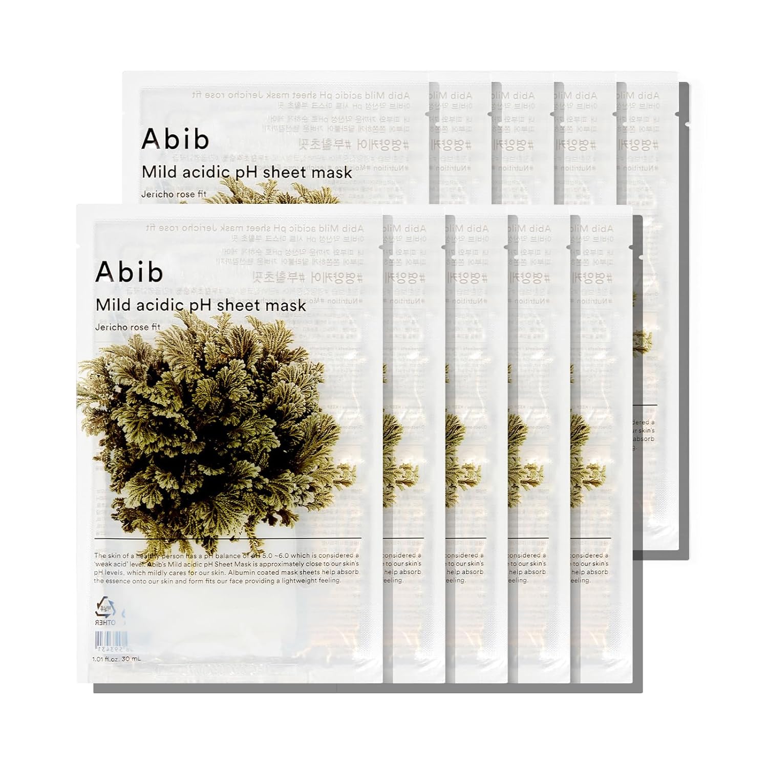 Abib Mild acidic pH sheet mask Jericho Rose Fit 10 Sheets