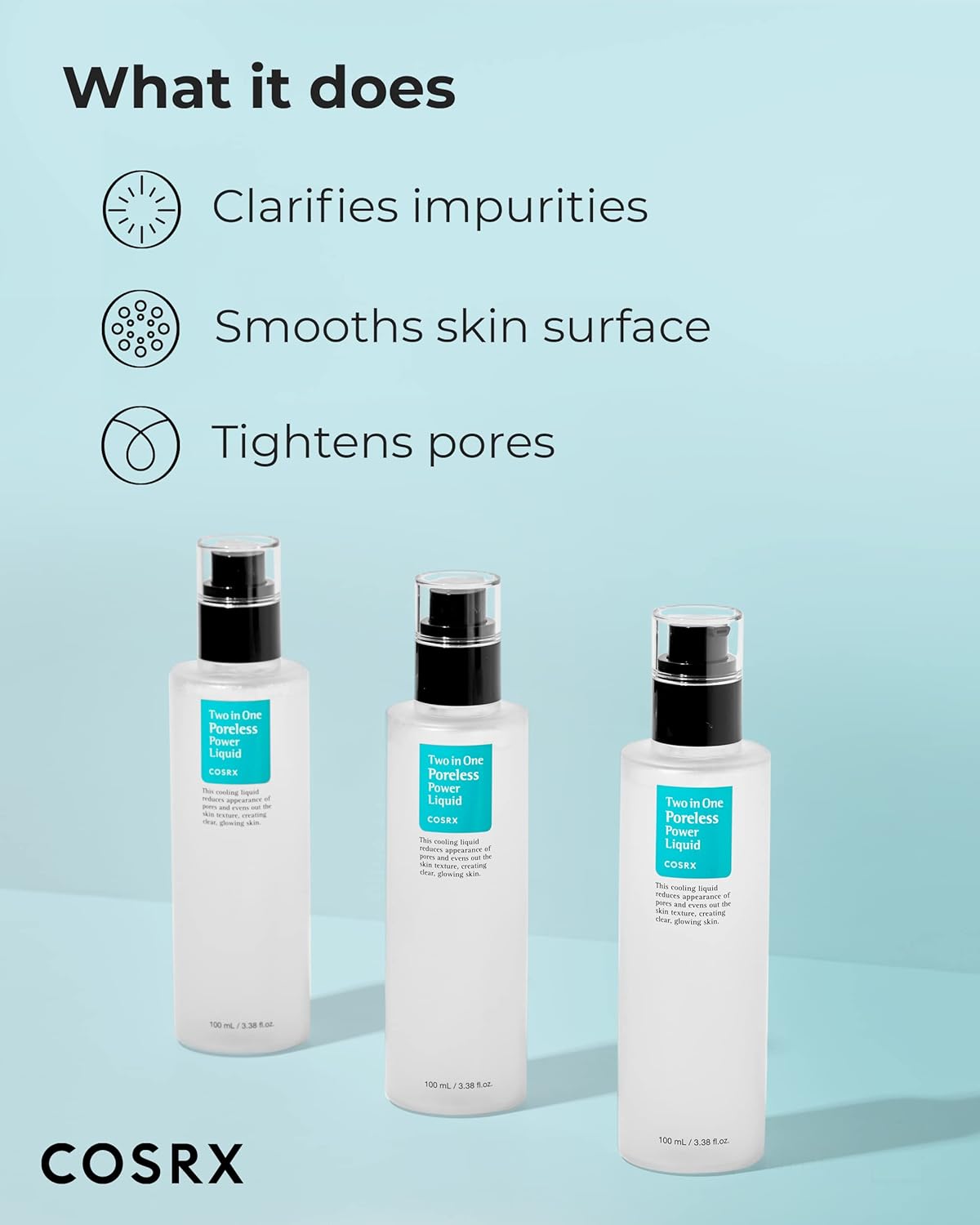 COSRX Two in One Poreless Power Liquid, 100ml / 3.38 fl.oz | Tightening Pores | Korean SkinCare, Animal Testing Free, Paraben Free