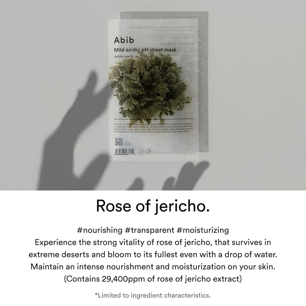 Abib Mild acidic pH sheet mask Jericho Rose Fit 10 Sheets