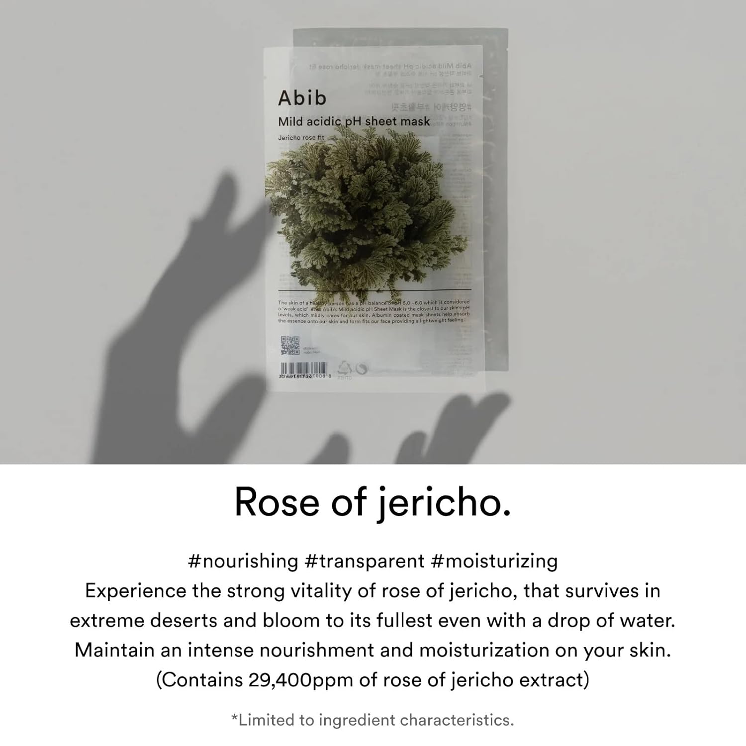 Abib Mild acidic pH sheet mask Jericho Rose Fit 10 Sheets