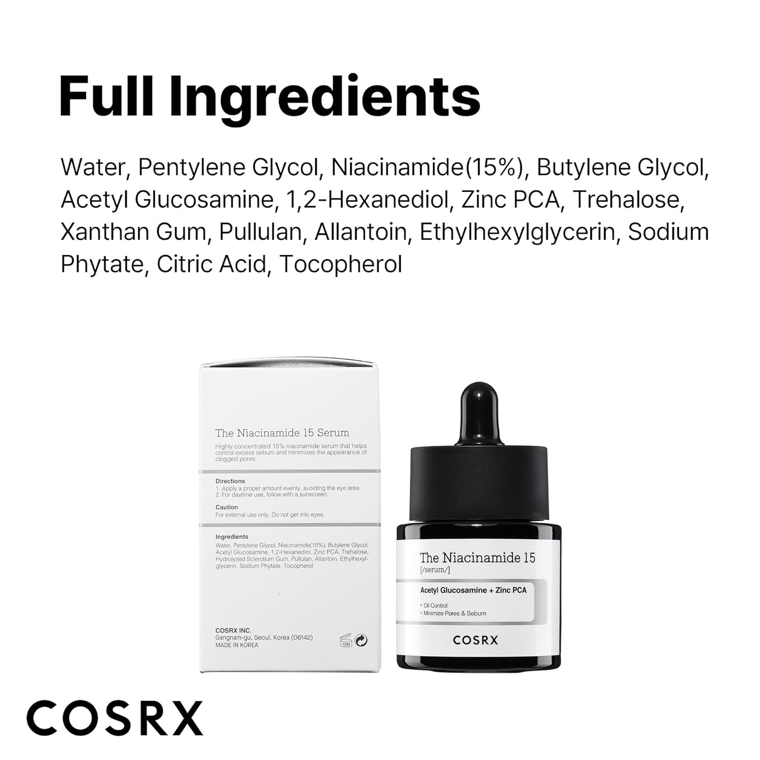COSRX 15% Niacinamide Face Serum, 0.67 fl oz, Pore Minimizer Serum for Face, Even Skin Tone, Korean Skin Care