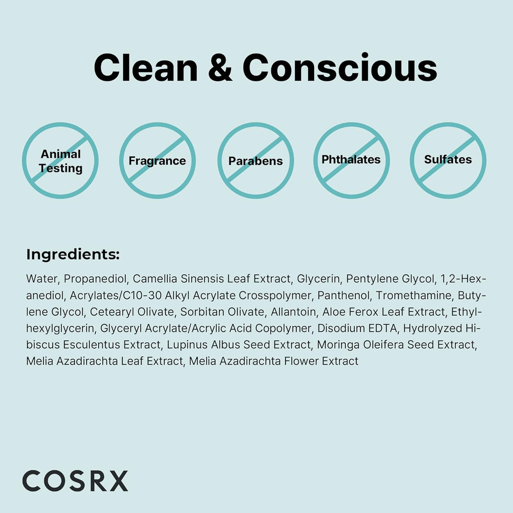 COSRX Hydrium Green Tea Aqua Soothing Gel Cream, 1.69 fl.oz / 50ml | Lightweight Daily Cream | Camelia, Aloe Gel | Korean Skin Care, No Animal Testing, Paraben Free