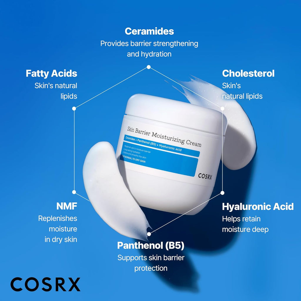 COSRX Barrier Moisturizing Cream - Body and Face Moisturizer for Dry Skin with Ceramide & Hyaluronic Acid, Unscented Hydrating Body Lotion, 15.2 fl.oz, Korean Skin Care