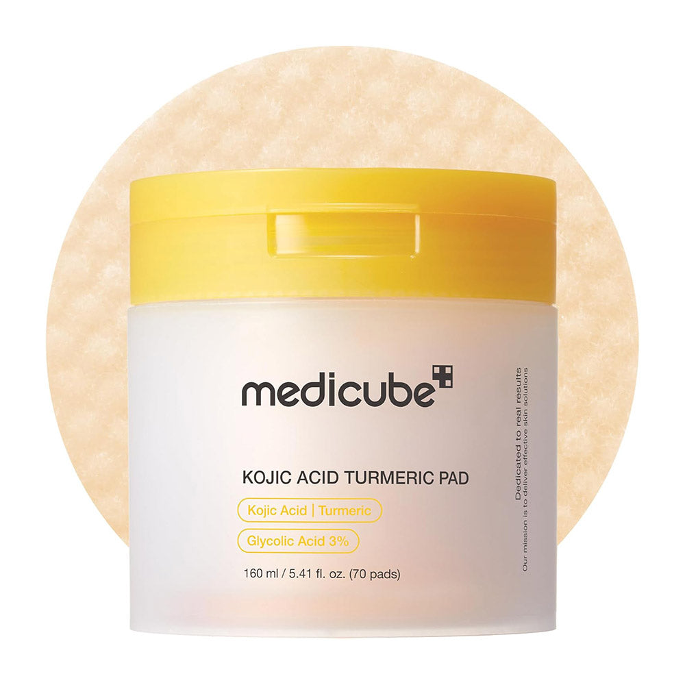 medicube Kojic Acid Turmeric Clarifying Toner Pad for Troubled Skin & Use After Spot Care | Soothing & Calming with Kojic Acid, Turmeric, Niacinamide, and Glycolic Acid | Korean Skin Care, 70 Pads