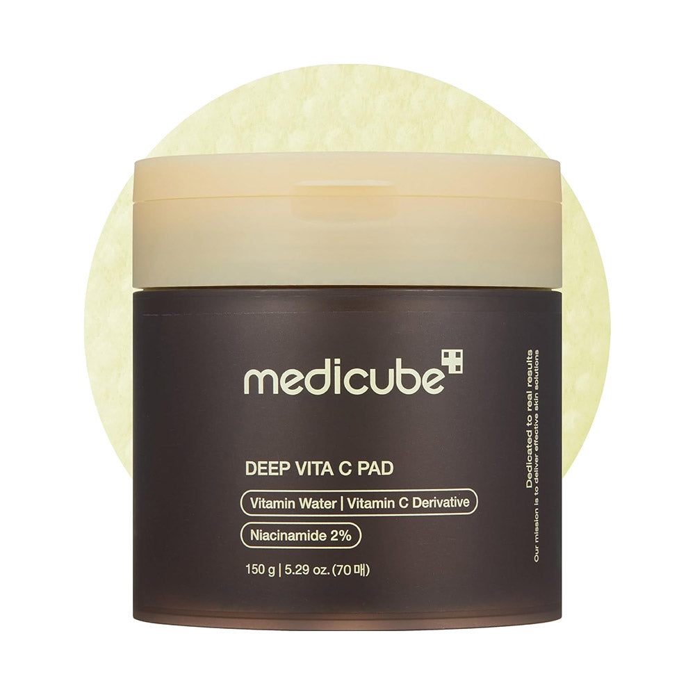 medicube Deep Vita C Facial Pads, Vitamin C Toner Pads for Uneven Skin Tone, 500,000PPM of vitamin water & 3 types of vitamin, Hydrating & Resurfacing (70 sheets)