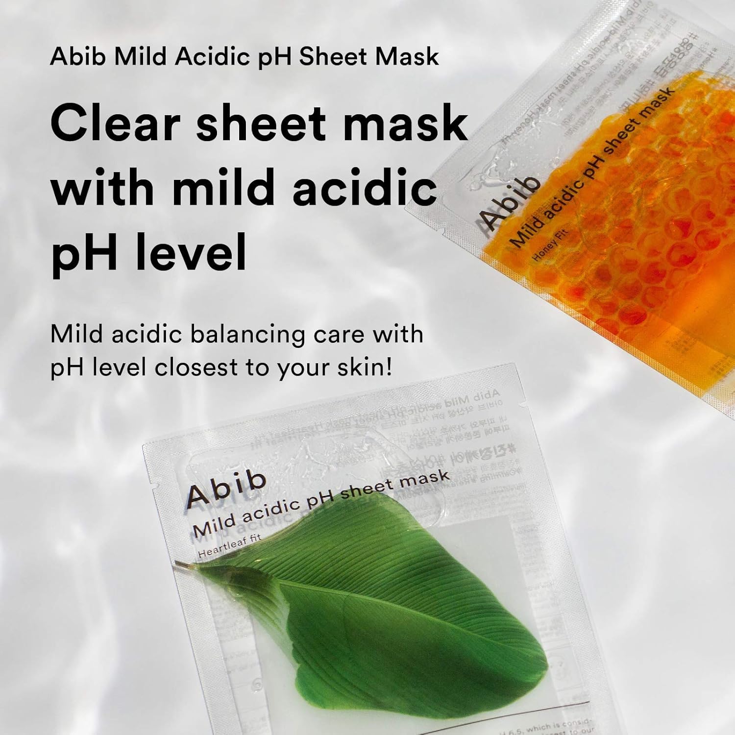 Abib Mild acidic pH sheet mask Aqua Fit 10 Sheets I Intense Hydrating and Moisturizing Care for Dry and Dehydrated Skin