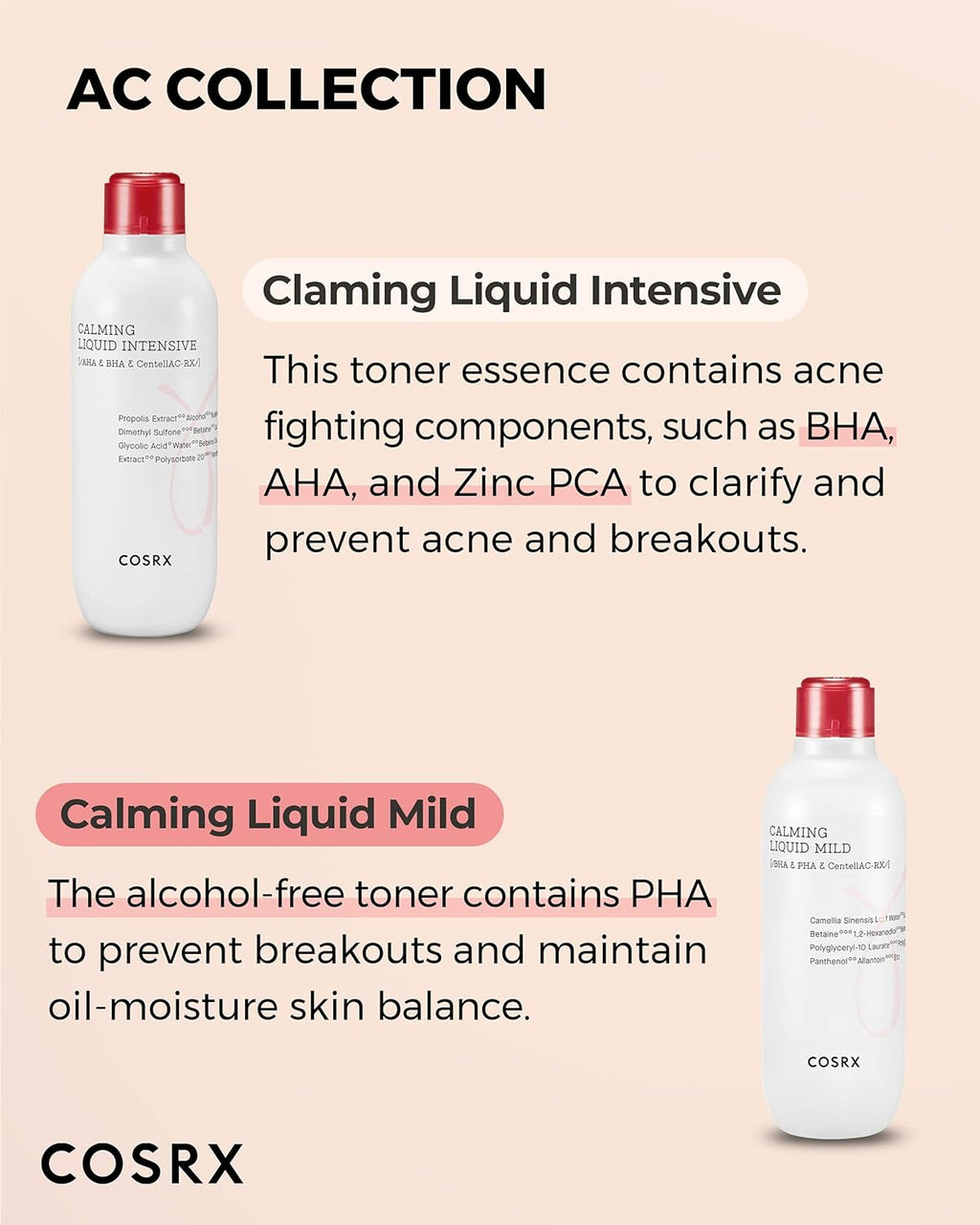 COSRX AC Collection Acne Calming Liquid Intensive, 4.22 fl.oz / 125ml | AHA, BHA Toner for Acne Prone Skin, Animal Testing Free, Parabens Free, Korean Skin Care
