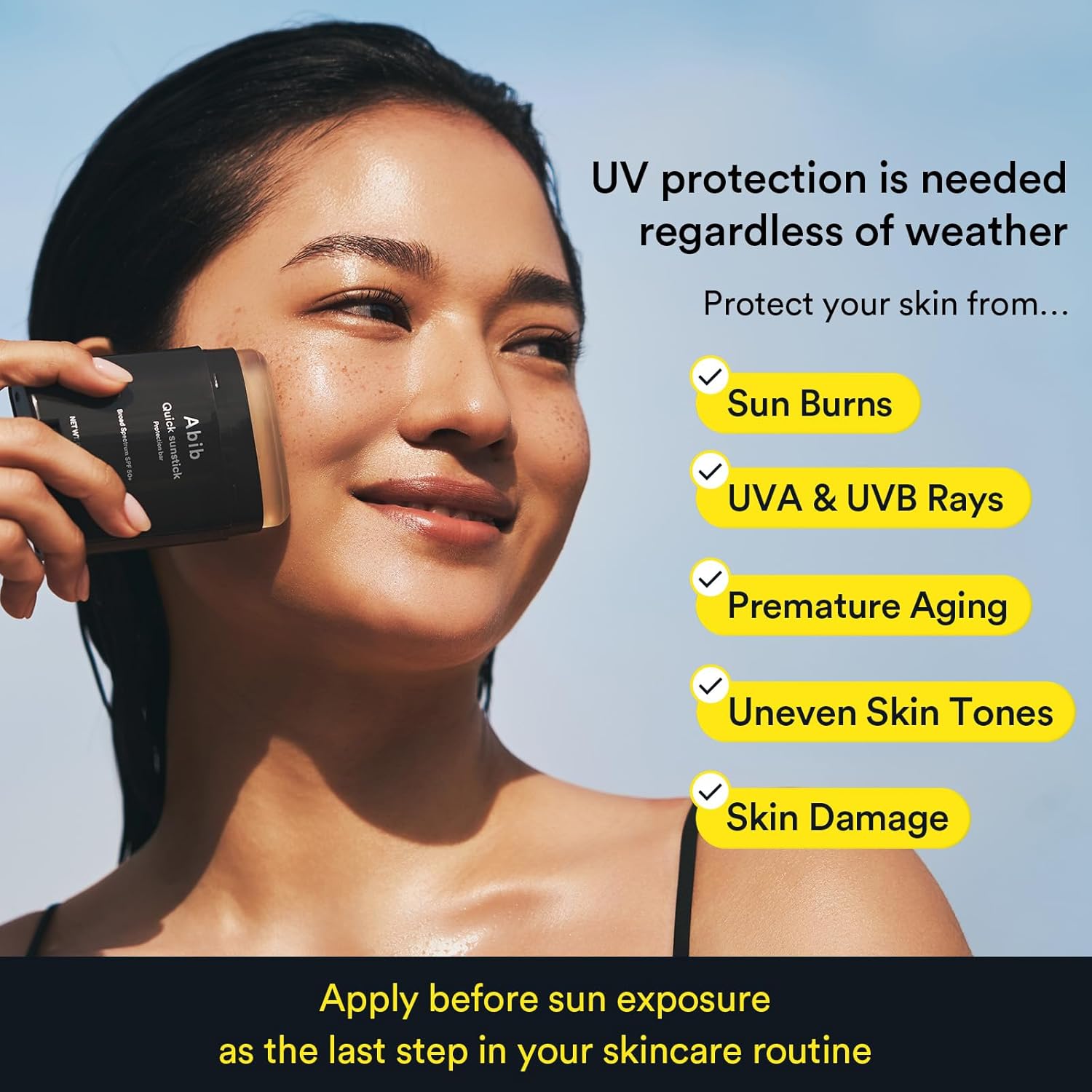 Abib Quick Sunstick Protection Bar SPF50+ 0.77 oz / 22 g (Glowing) | Korean Suncreen Stick Suncare Sunblock, No Whitecast, Protector Solar Barra, Centella Asiatica Extract, Aloe Extract