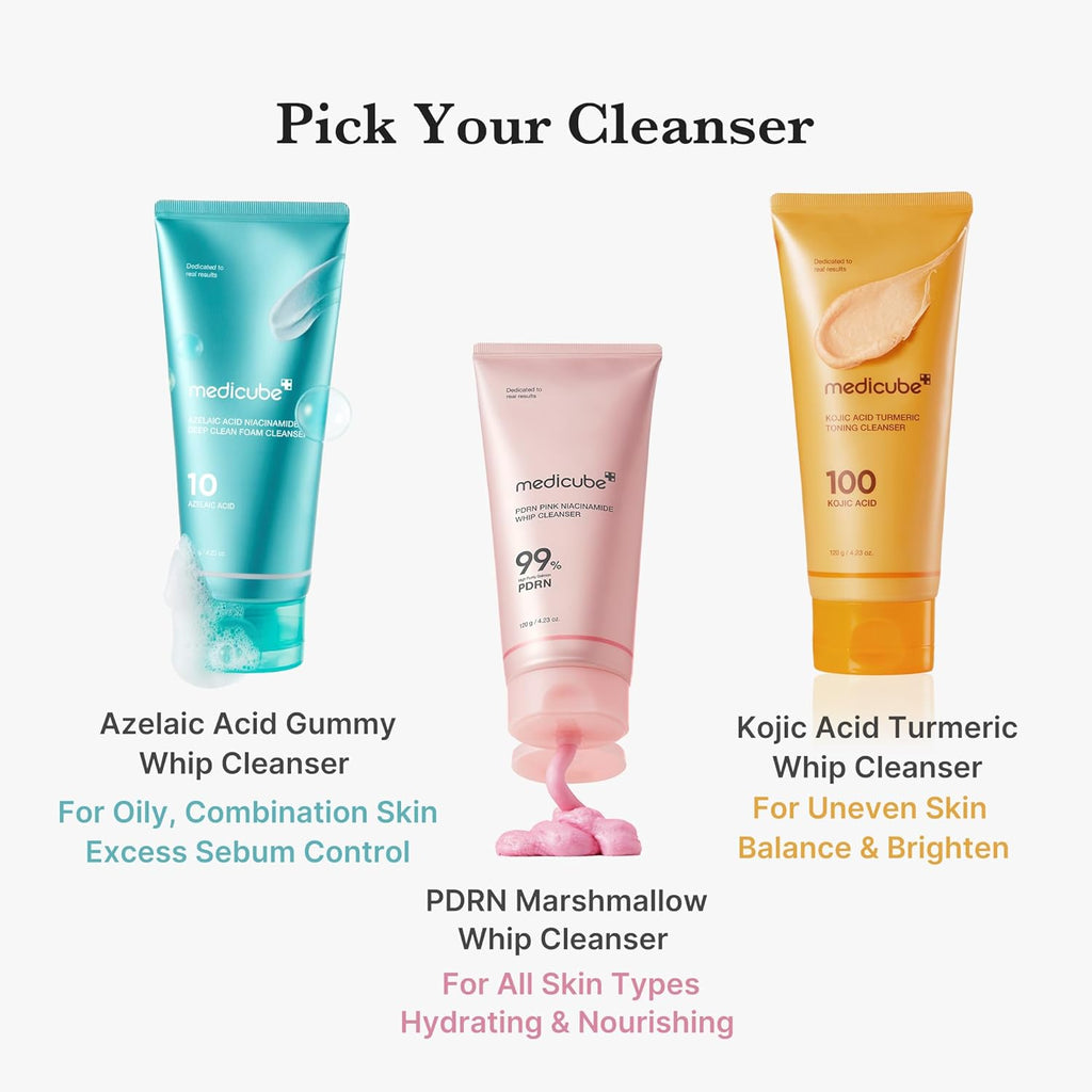 medicube Kojic Acid Turmeric Whip Cleanser | Daily Facial Cleanser for Brightening, Balancing Skin Tone & Texture | Fade Appearance of Uneven Patches & Ideal for Use After Spot Care | Korean Skincare