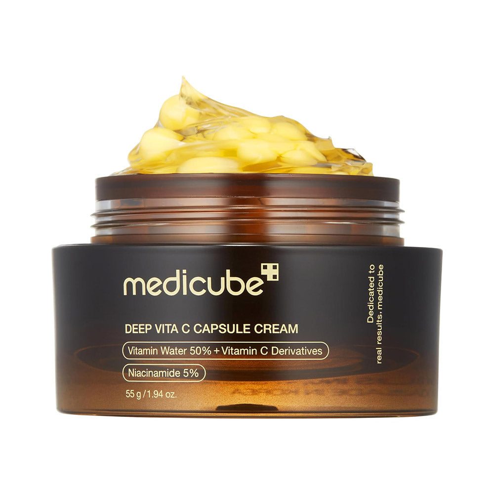 medicube Deep Vitamin C Golden Capsule Face Moisturizer - Liposome Capsules For Wrinkles, Skin Radiance - Transparent Gel for Glow Hydration - Korean Skin Care 1.94 oz