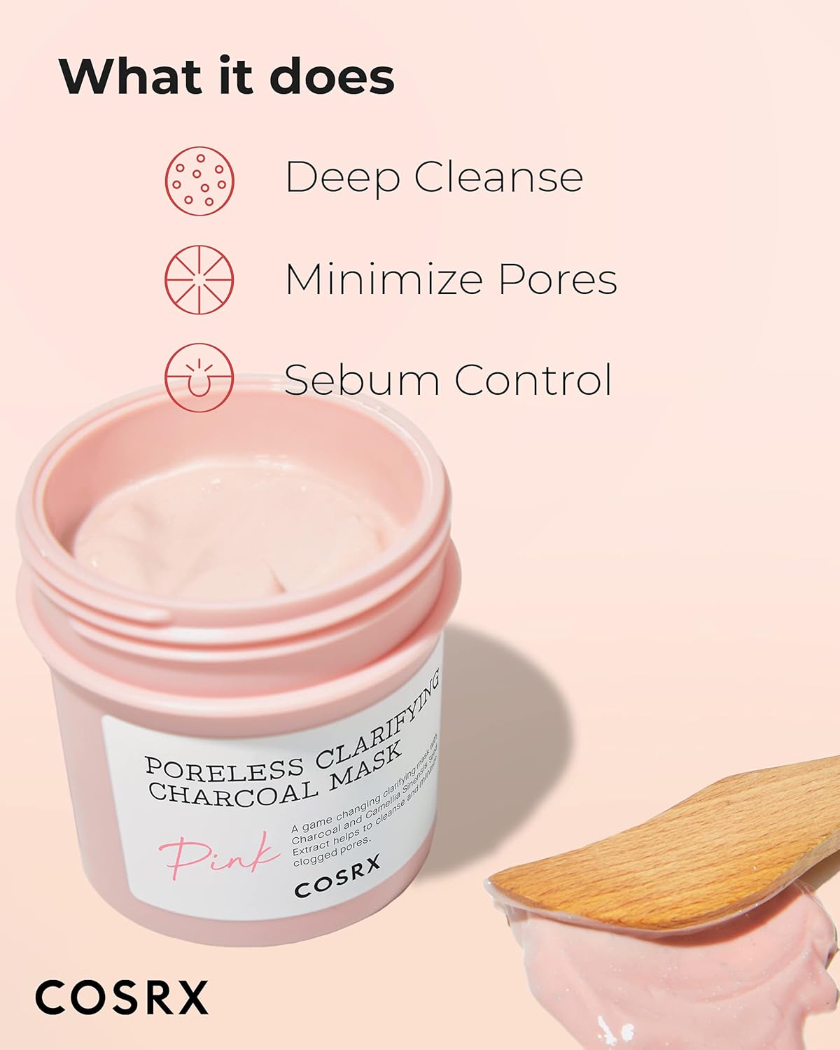 COSRX Pink Pore Clarifying Charcoal Mask 3.8 fl. oz / 110g Blackheads, Pores, Acne Control, Color Changing Fun Skincare, Detox Face Clay Mask, Wash Off Type, Korean Skin Care
