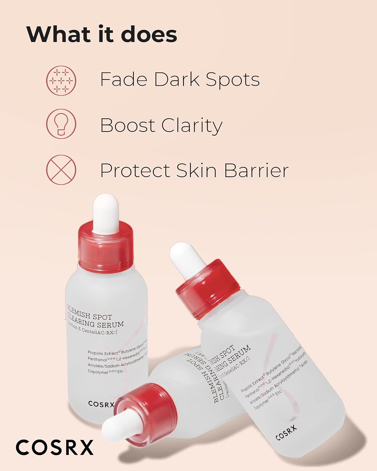 COSRX AC Collection Blemish Spot Clearing Serum, 40ml / 1.35 fl.oz | Centella, Niacinamide, EGF Serum | Cruelty Free, Paraben Free, Korean Skin Care