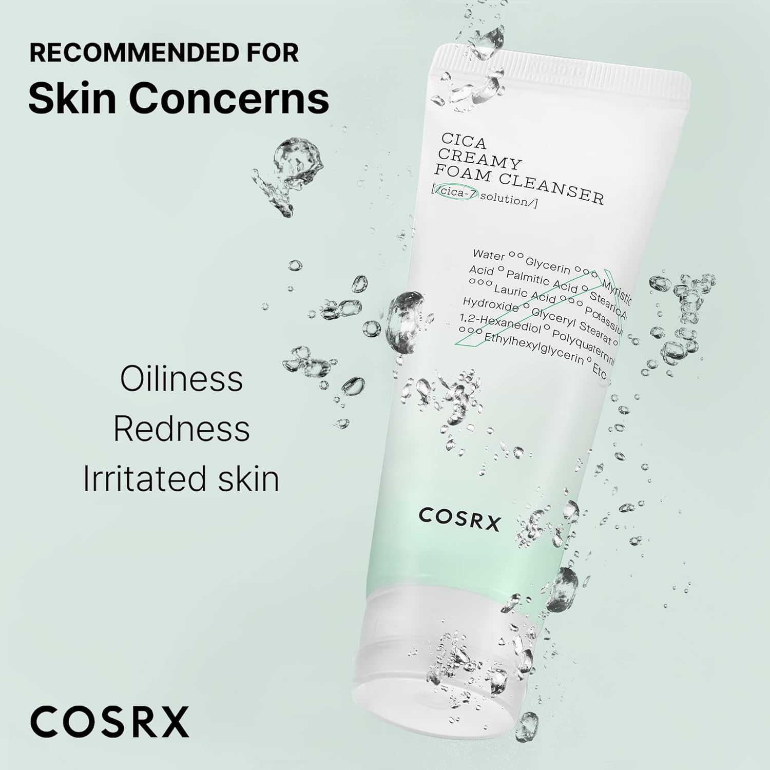 COSRX Pure Fit Cica Creamy Foam Cleanser, 5.07 fl oz / 150ml | Mild Cleanser for Sensitive Skin | 91% Naturally Derived Centella Complex | Animal Testing Free, Paraben Free, Korean Skin Care