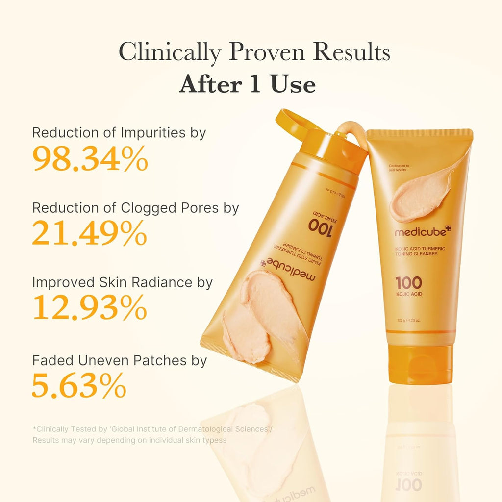 medicube Kojic Acid Turmeric Whip Cleanser | Daily Facial Cleanser for Brightening, Balancing Skin Tone & Texture | Fade Appearance of Uneven Patches & Ideal for Use After Spot Care | Korean Skincare