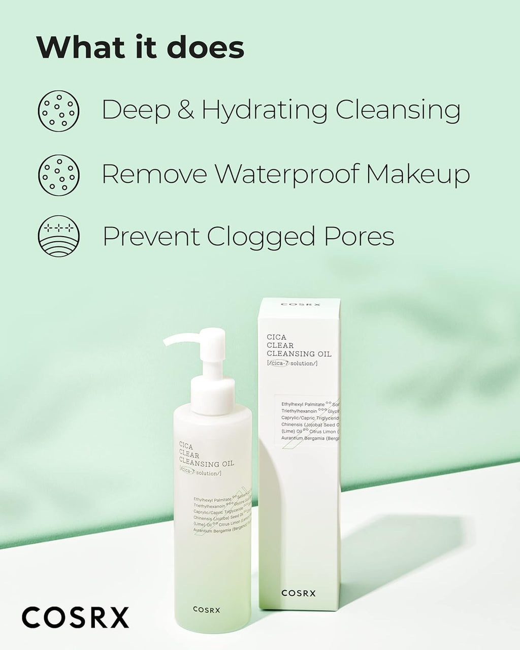 COSRX Pure Fit Cica Cleansing Oil, 6.76 fl. oz / 200ml | Light Weight Oil Purifying Centella for Sensitive Skin | CICA-7 Complex, Jojoba seed oil