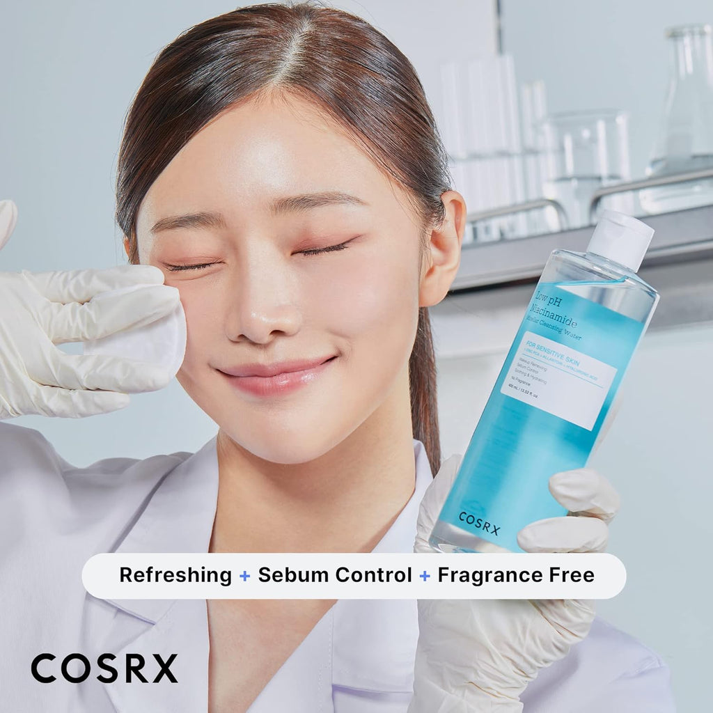 COSRX Low pH Niacinamide Micellar Cleansing Water Daily Mild Facial Cleansing Wash for Sensitive Skin, Sebum control, Korean Skin Care (13.52fl.oz/400ml)