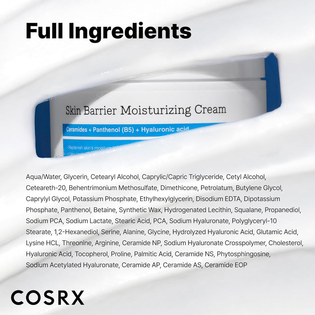 COSRX Barrier Moisturizing Cream - Body and Face Moisturizer for Dry Skin with Ceramide & Hyaluronic Acid, Unscented Hydrating Body Lotion, 15.2 fl.oz, Korean Skin Care